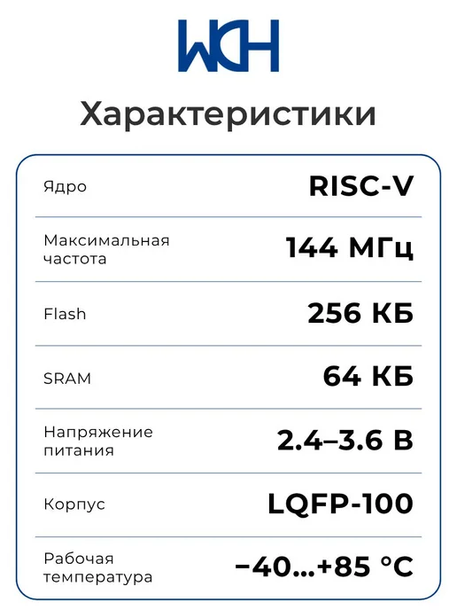 WCH CH32V303VCT6 Микроконтроллер 32-бит, 144 МГц, 256 КБ, вариант, фото 2