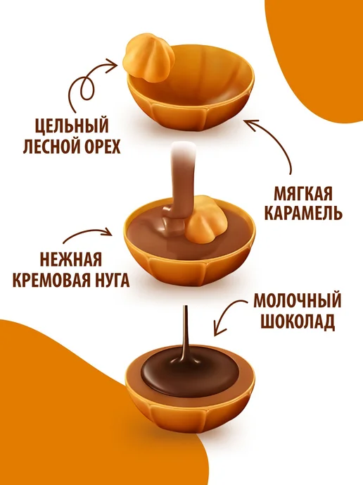 набор конфет в коробке, конфеты с лесным орехом в, вариант, фото 4