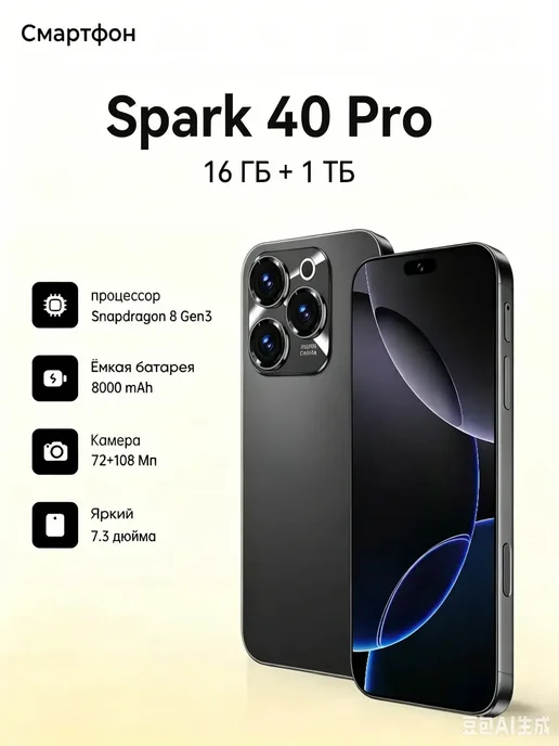 Смартфон TECNO Spark 40 Pro Eac16 16/16 ГБ, черный