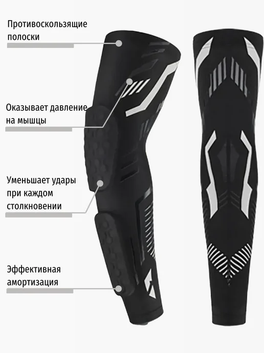 Налокотники спортивные защитные для спорта, черный, фото 2