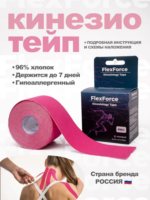 Кинезио тейп для лица и тела, розовый