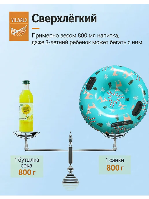 Тюбинг зимняя ватрушка 80 см "Снежинки", с камерой, голубой, фото 5