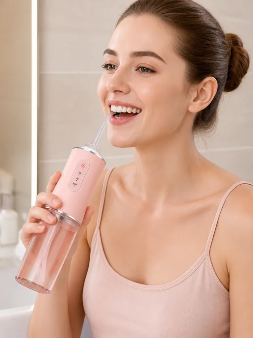 Ирригатор портативный, розовый, 3 режима, 4 насадки, розовый, фото 4