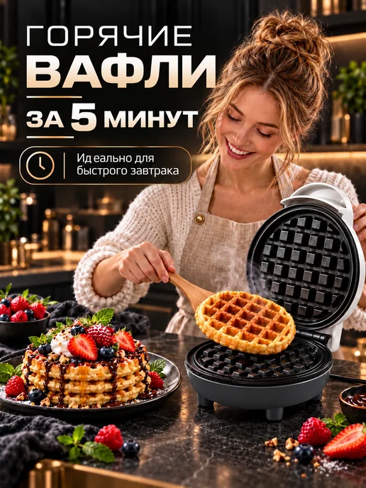 HAND GROUP Вафельница электрическая для венских вафель, белый, фото 4