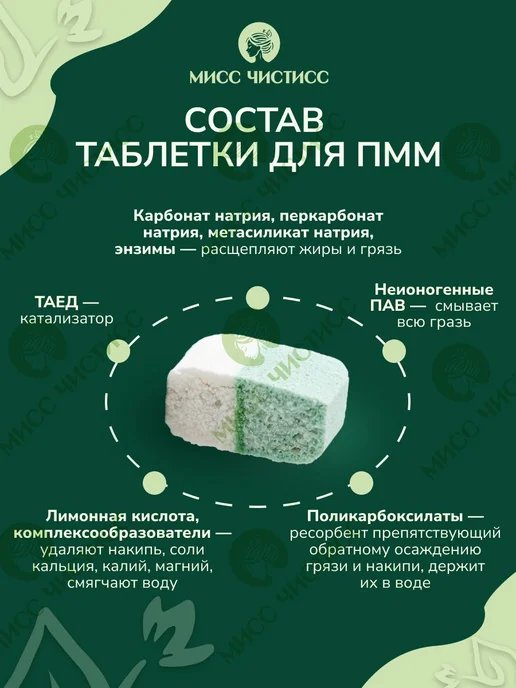 Таблетки для посудомоечной машины ЭКО 30 шт, без хлора, 30 шт, фото 5
