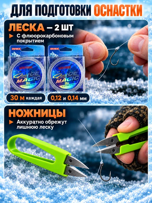 CampKit Набор для зимней рыбалки с ящиком снастей 31в1 в подарок, зеленый, фото 5
