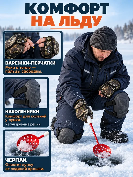 CampKit Набор для зимней рыбалки с ящиком снастей 31в1 в подарок, зеленый, фото 8