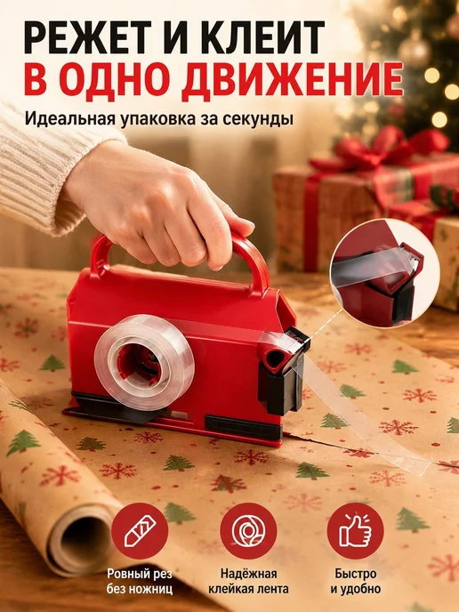 Резак для упаковочной бумаги с ручкой, красный, пластиковый, красный, фото 2