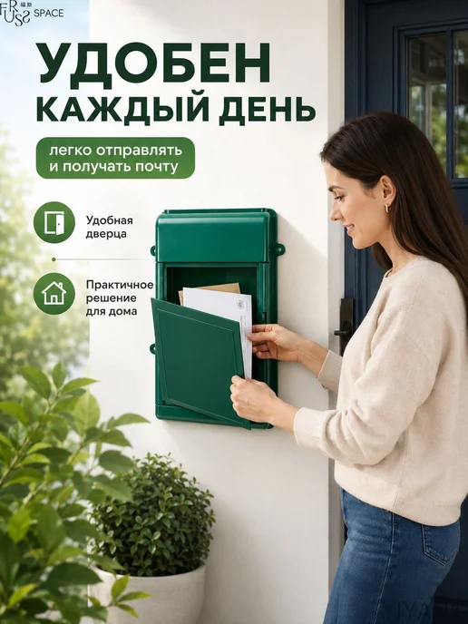 Настенный почтовый ящик из пластика 34,5×26×7 см, 34.5x26x7 см, фото 2