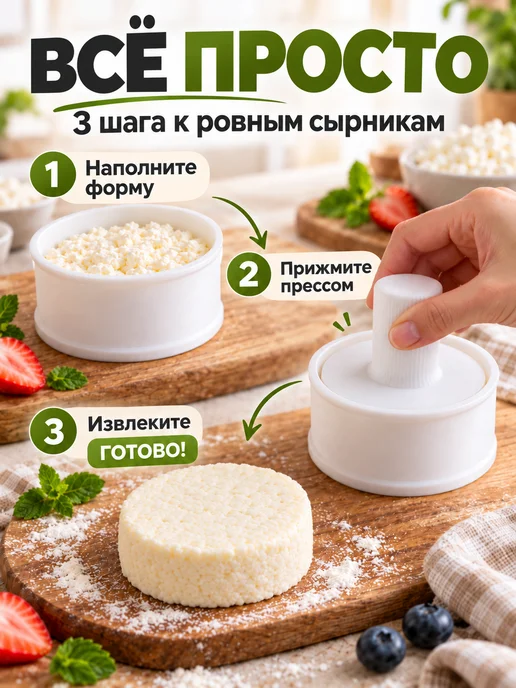 Пресс форма для сырников и котлет, белый, фото 2