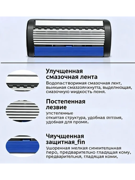 Мужская многоразовая бритва с 6 лезвиями и 6 кассетами, вариант, фото 4