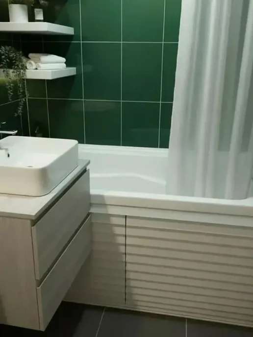 ЭКОСТАНДАРТ Экран под ванну 160х50 см белый плиссе на липкой ленте, 180x70 см, фото 8
