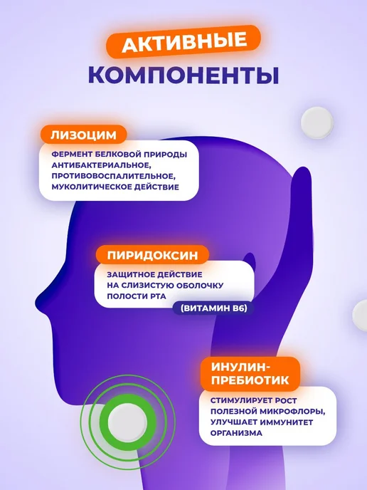 Лизоцим таблетки для горла дети взрослые мята, вариант, фото 4