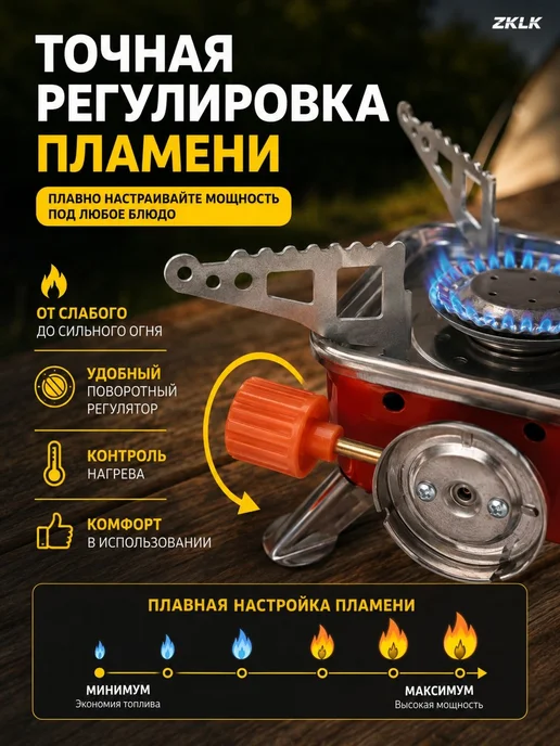 Походная газовая горелка с пьезоподжигом, 1 конфорка, вариант, фото 4