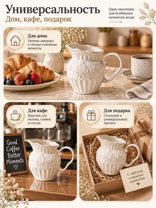 Питчер для молока 450 мл фарфоровый соусник молочник, 450 мл, фото 6