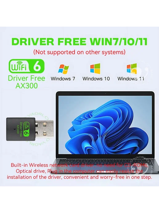 VAORLO Беспроводная сетевая карта Wi-Fi 6 AX300 Model A 2PC, вариант, фото 6