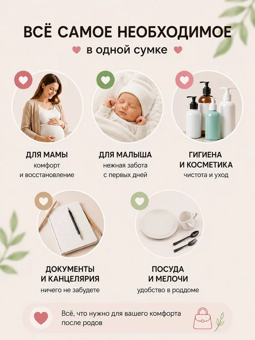 Сумка в роддом готовая "Универсальная", Матовая бежевая, бежевый, фото 3