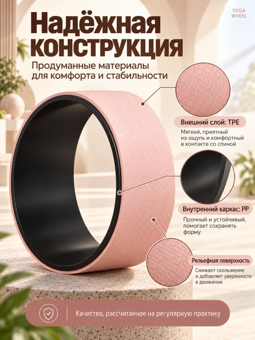 MuLinSen Йога колесо 33×13 см для растяжки спины пилатеса фитнеса, 33x13 см, фото 5