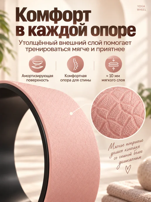 MuLinSen Йога колесо 33×13 см для растяжки спины пилатеса фитнеса, 33x13 см, фото 6