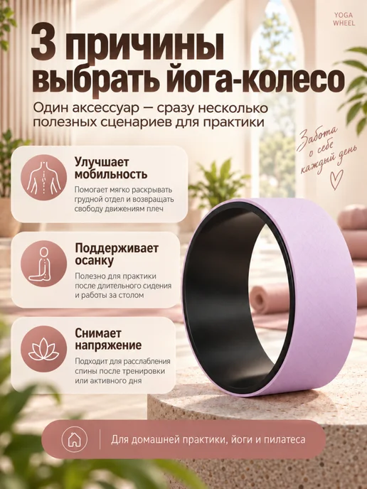 MuLinSen Тренажер колесо для йоги и фитнеса, фиолетовый, фото 2