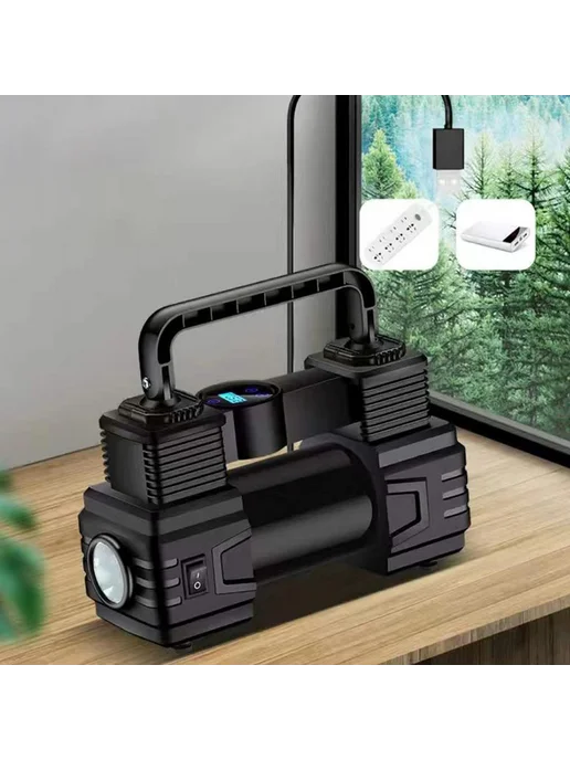 Электрический насос 12V для шин с LED светом, до 150 PSI, вариант, фото 2