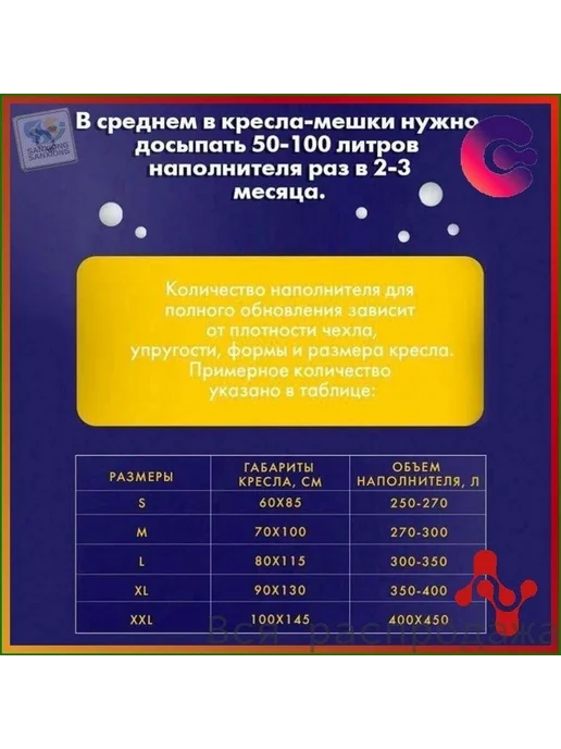 Наполнитель для кресла-мешка из пенополистирола, 250 л, 250 л, фото 2