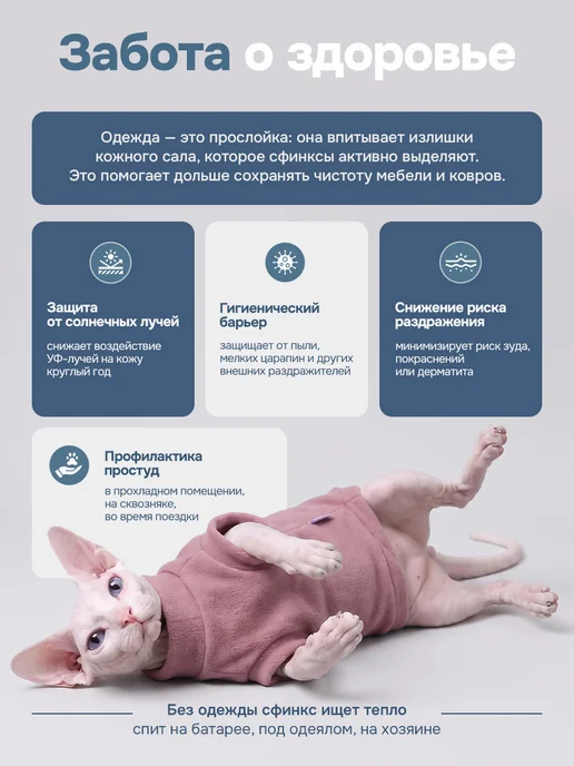 mini ZODIAC Толстовка для кошек породы сфинкс, фиолетовый, фото 2