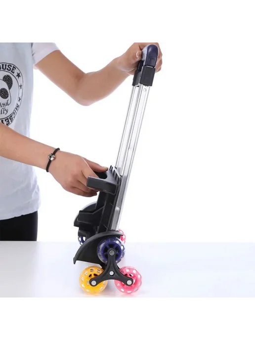 Рюкзак-тележка складная 6 колес 6 blue rubber wheels, синий, фото 3