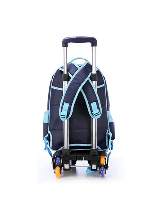 Рюкзак-тележка складная 6 колес 6 blue rubber wheels, синий, фото 7