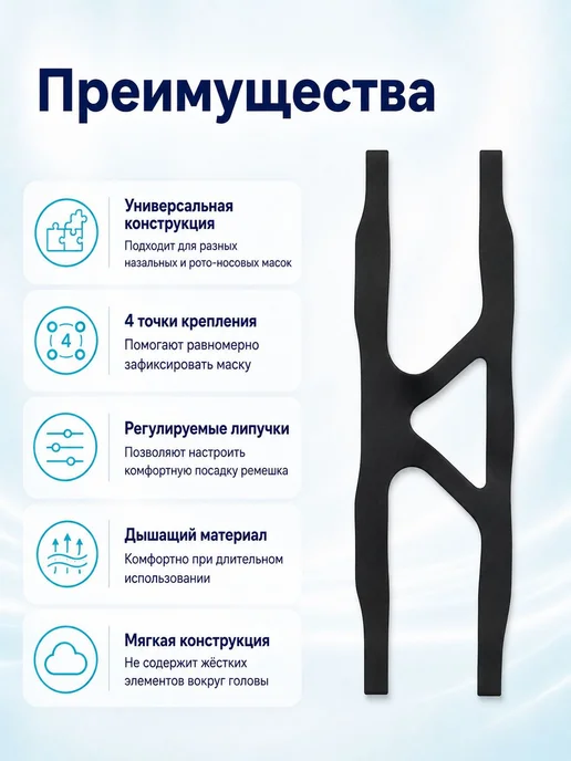 Ремешок СИПАП маска нейлон четыре точки крепления, вариант, фото 2