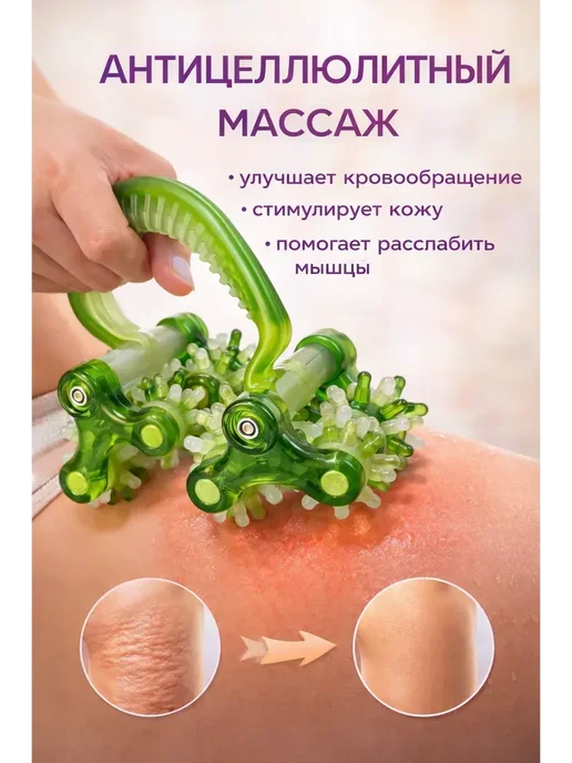 FranklinMIX Ролики массажные массажер для тела антицеллюлитный роликовый, зеленый, фото 2