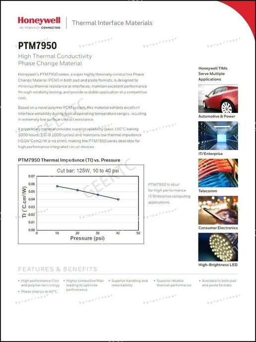 Термоинтерфейс фазового перехода PTM7950, 40×40 мм, толщина…, 40x40 мм, фото 7