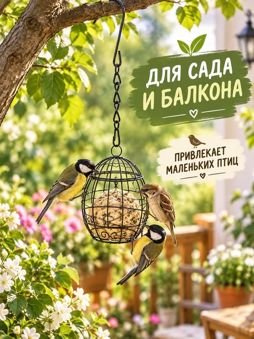 Кормушка для птиц подвесная, металлическая для сада, вариант, фото 2