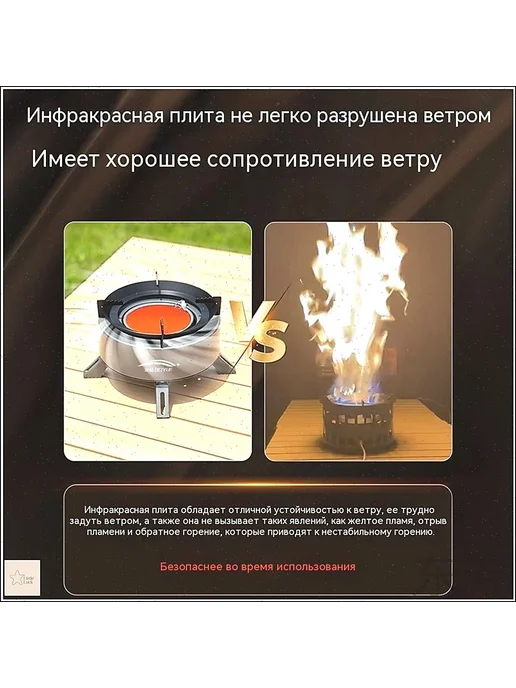 Качественная портативная горелка с инфракрасным пламенем и, черный, фото 2