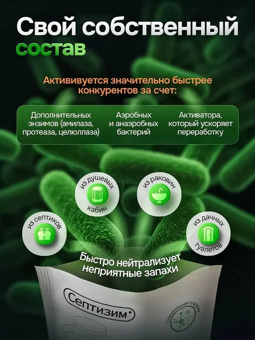 Бактерии для септиков и выгребных ям, дачного туалета 3 шт, 3 шт, фото 3