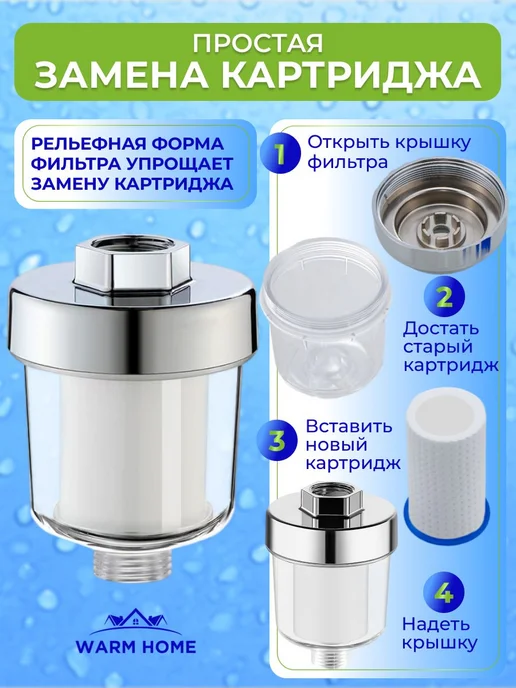 Фильтр для душа, для воды с 8 сменными картриджами, белый, фото 4