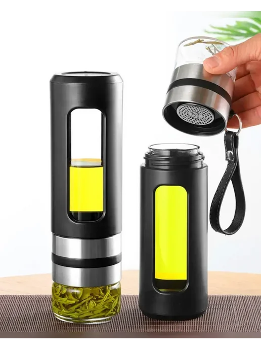 Термокружка заварник инфузер, черный, фото 2