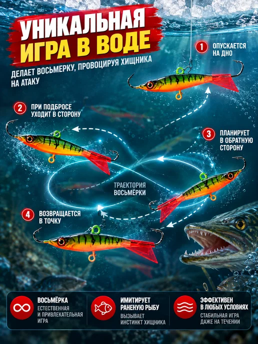 На крючке! Балансиры для зимней рыбалки набор 5 штук, вариант, фото 5