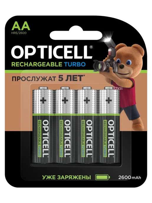 Аккумуляторы Opticell Turbo AA, 1,2 В, 2600 мА·ч, 4 шт, 4 шт