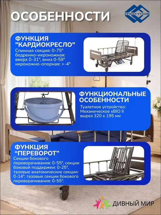 Кровать для лежачих больных, вариант, фото 4
