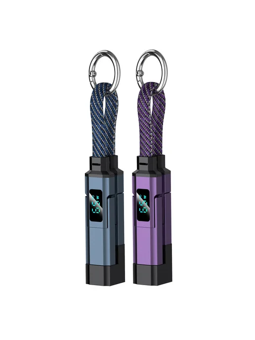 Комплект кабелей 4в1 с дисплеем, Type-C Lightning USB-A, быс, фиолетовый, фото 2