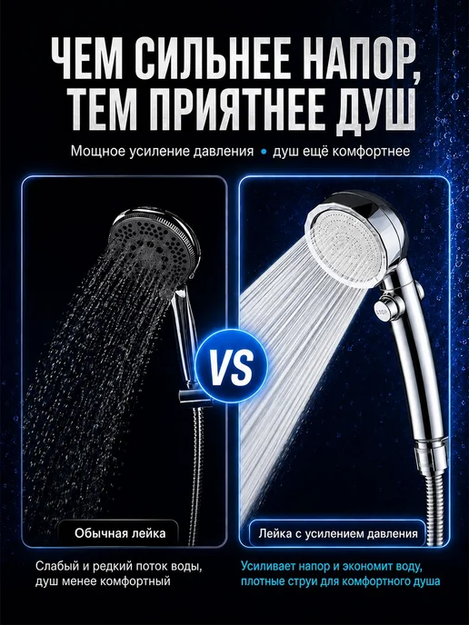 Душевая насадка 3 режима, усиленный напор, фильтр, быстрая, серый, фото 6
