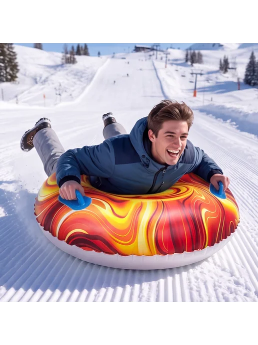 Outdoor Inflatable Snow Sled 80cm PVC Snowflake(Rose red sno, вариант, фото 5