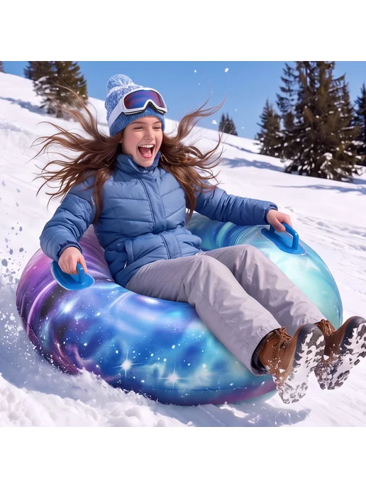 Outdoor Inflatable Snow Sled 80cm PVC Snowflake(Rose red sno, Уличные надувные санки 80см, фото 5