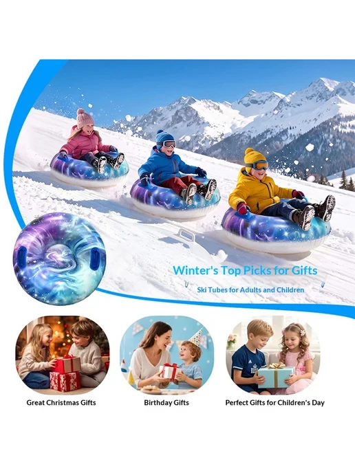 Outdoor Inflatable Snow Sled 80cm PVC Snowflake(Rose red sno, Уличные надувные санки 80см, фото 6