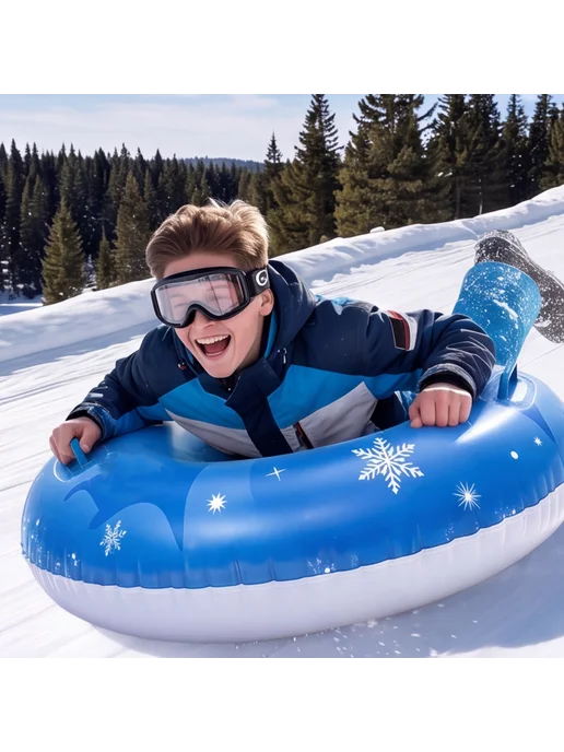 Outdoor Inflatable Snow Sled 80cm PVC Snowflake(Rose red sno, синий, фото 4