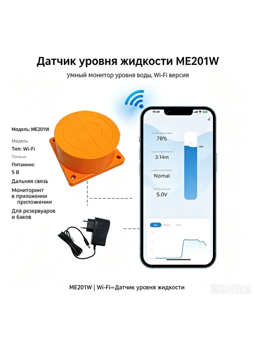 Датчик уровня жидкости ME201W с Wi-Fi, вариант, фото 3