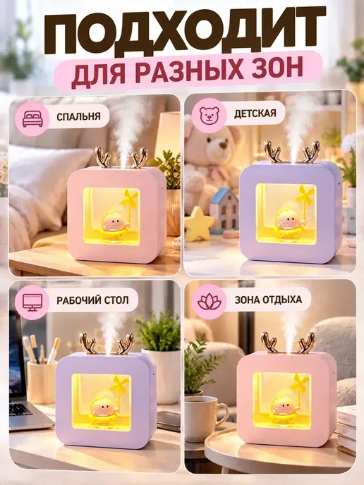Apu6 Увлажнитель воздуха мини ультразвуковой с ночником, фиолетовый, фото 5