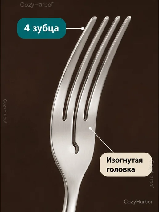 Вилка десертная из нержавеющей стали, 15,5 см, 1 шт, 1 шт, фото 4