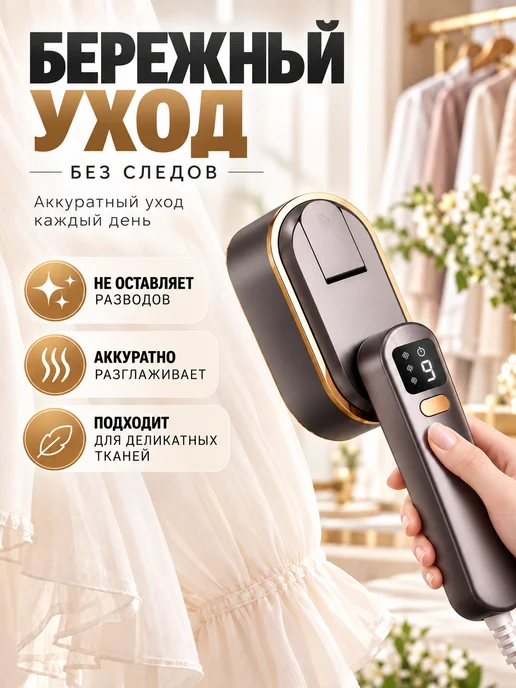Мощный ручной отпариватель для одежды 4 в 1, серый, фото 7